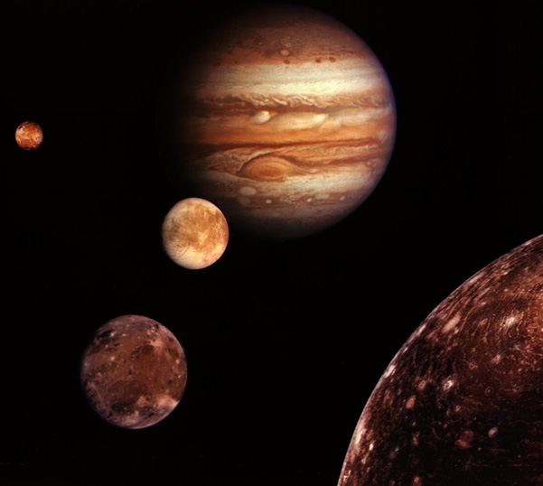 Image of Jupiter with its Four Moons